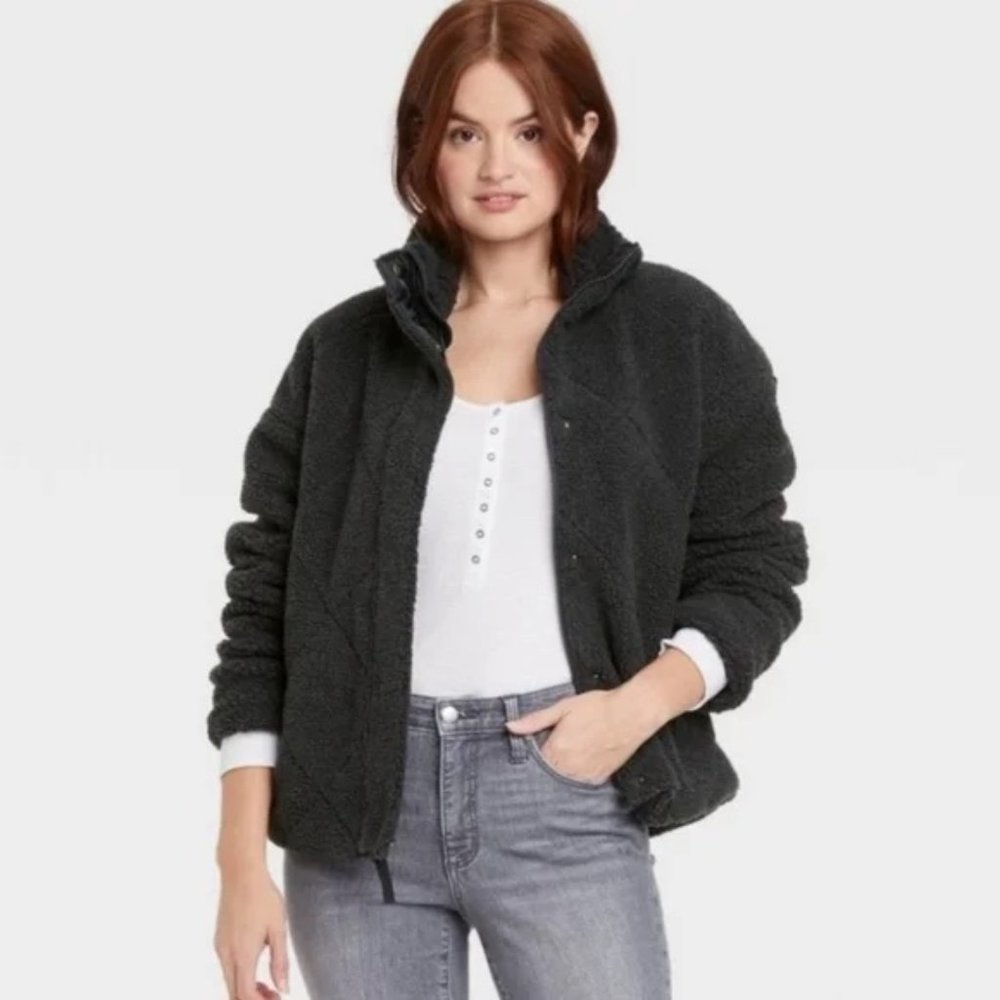 NWOT Universal Thread Sherpa Jacket Dark Grey Size XS NEW S2224